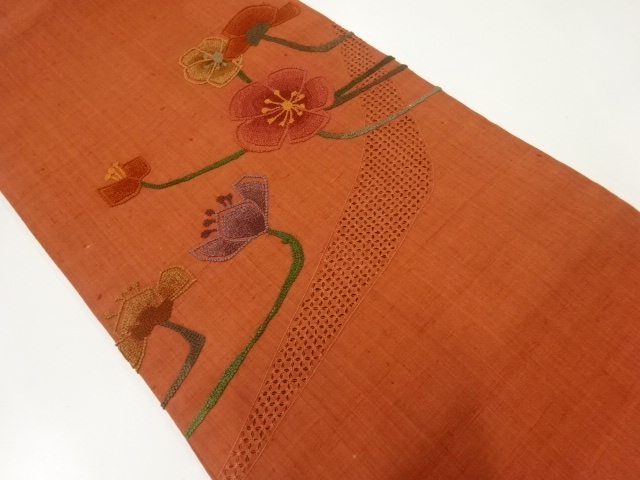 JAPANESE NAGOYA OBI / TSUMUGI / SAGARA KNOTS / FLOWER
